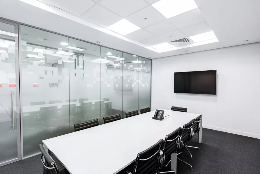 Empty modern office meeting room ready for a commercial move